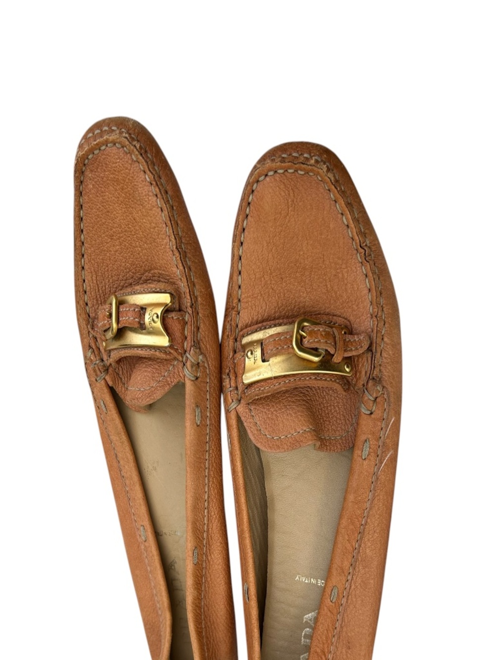 Prada Italy all weather leather tine buckle driving loafers shoes 38 1/2 8 1/2 - Picture 3 of 8